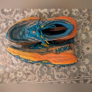 HOKA Blue and Orange Running Shoes